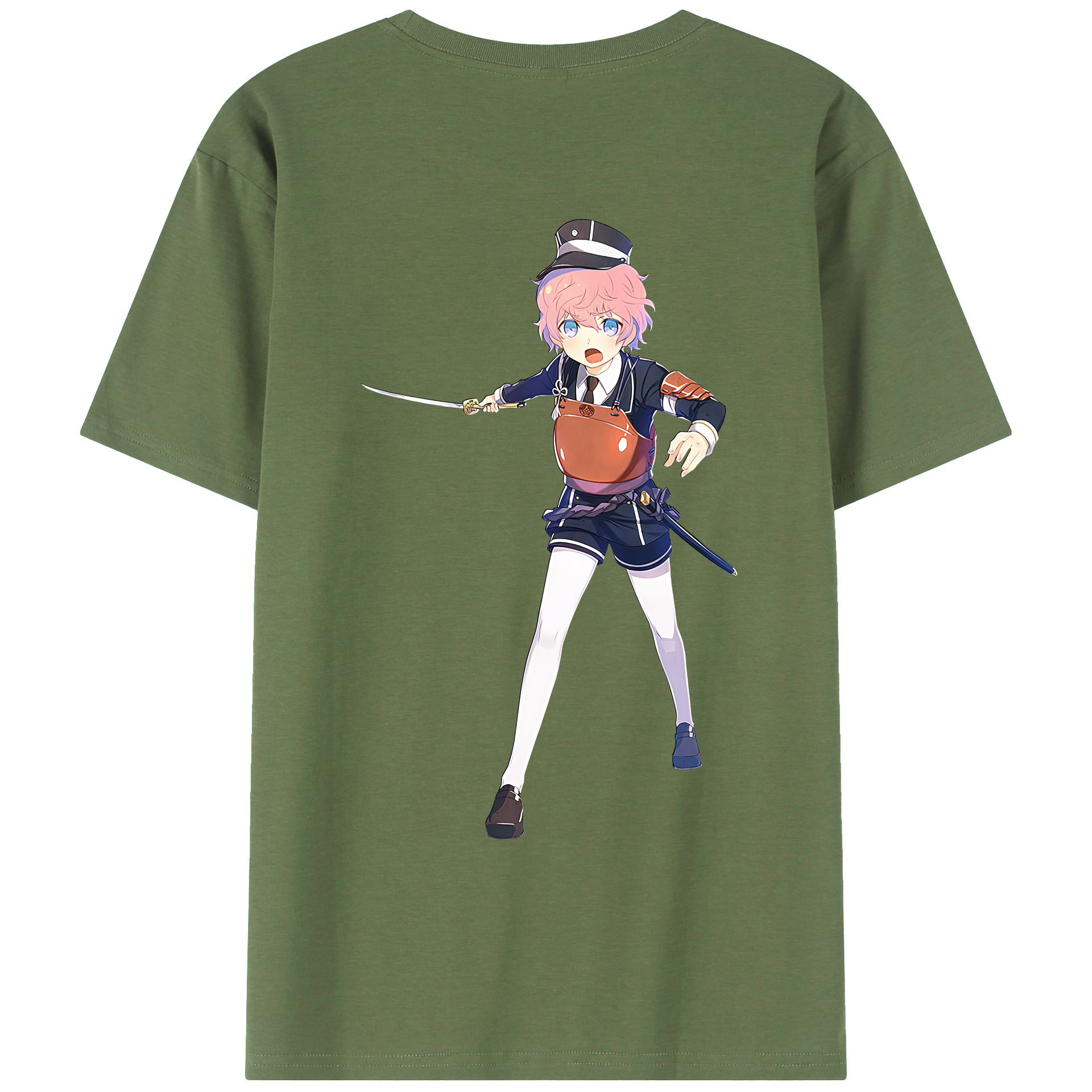 （画像用） 刀剣乱舞 Touken Ranbu 綿100％ メンズ半袖Tシャツ（バックプリント） 通気性